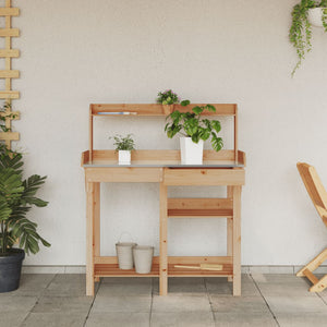 vidaXL Potting Bench with Shelves Brown Solid Wood Fir