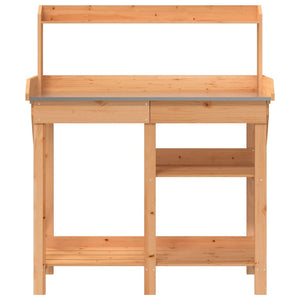 vidaXL Potting Bench with Shelves Brown Solid Wood Fir