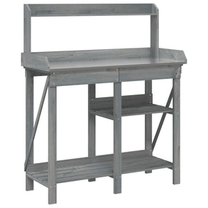 vidaXL Potting Bench with Shelves Grey Solid Wood Fir