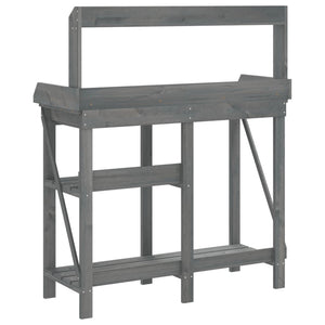 vidaXL Potting Bench with Shelves Grey Solid Wood Fir