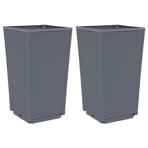 vidaXL Garden Planters 2 pcs Blue Grey 32.5x32.5x57 cm PP