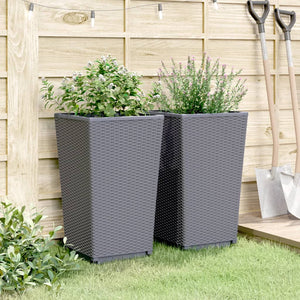 vidaXL Garden Planters 2 pcs Blue Grey 32.5x32.5x57 cm PP