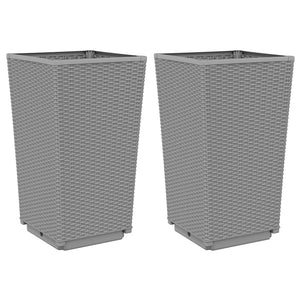 vidaXL Garden Planters 2 pcs Light Grey 32.5x32.5x57 cm PP