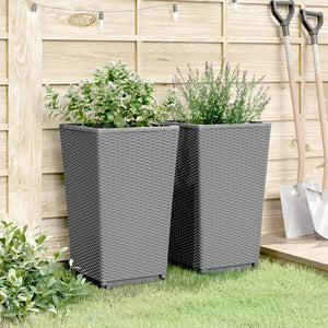 vidaXL Garden Planters 2 pcs Light Grey 32.5x32.5x57 cm PP