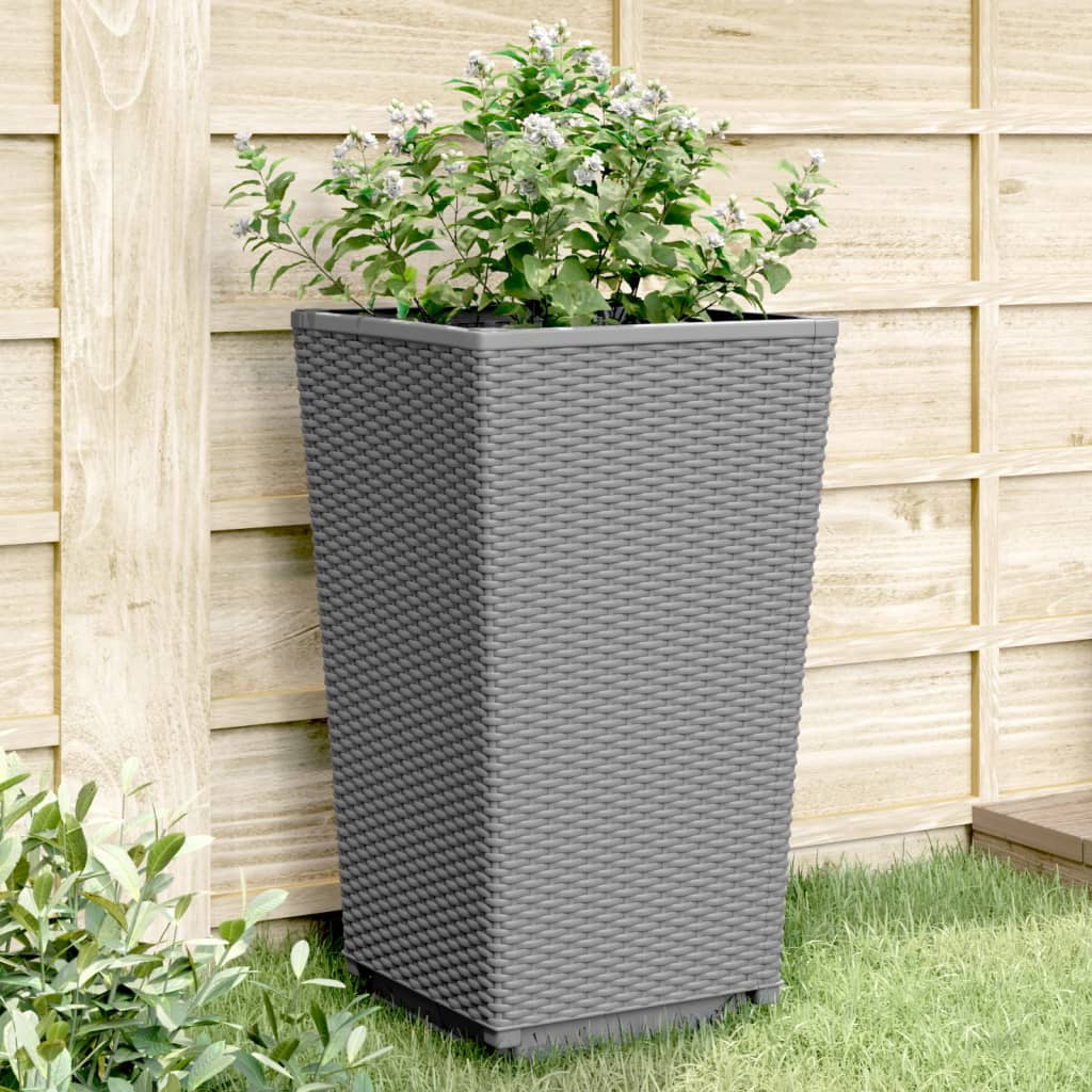 vidaXL Garden Planters 2 pcs Light Grey 32.5x32.5x57 cm PP