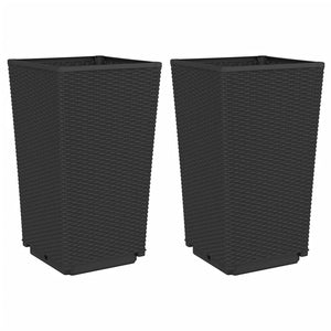 vidaXL Garden Planters 2 pcs Black 32.5x32.5x57 cm PP