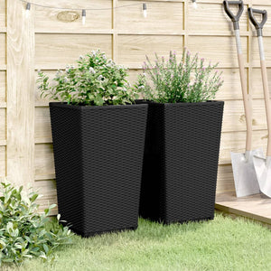 vidaXL Garden Planters 2 pcs Black 32.5x32.5x57 cm PP