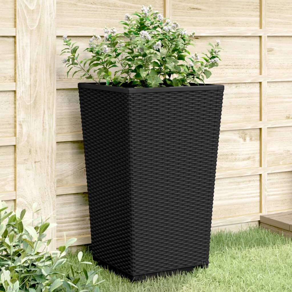 vidaXL Garden Planters 2 pcs Black 32.5x32.5x57 cm PP