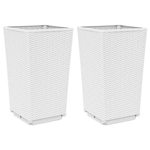 vidaXL Garden Planters 2 pcs White 32.5x32.5x57 cm PP