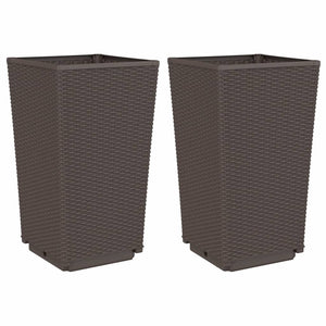 vidaXL Garden Planters 2 pcs Brown 32.5x32.5x57 cm PP