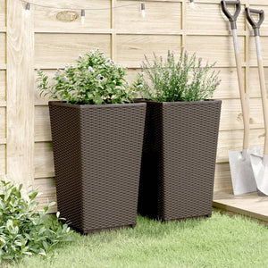 vidaXL Garden Planters 2 pcs Brown 32.5x32.5x57 cm PP