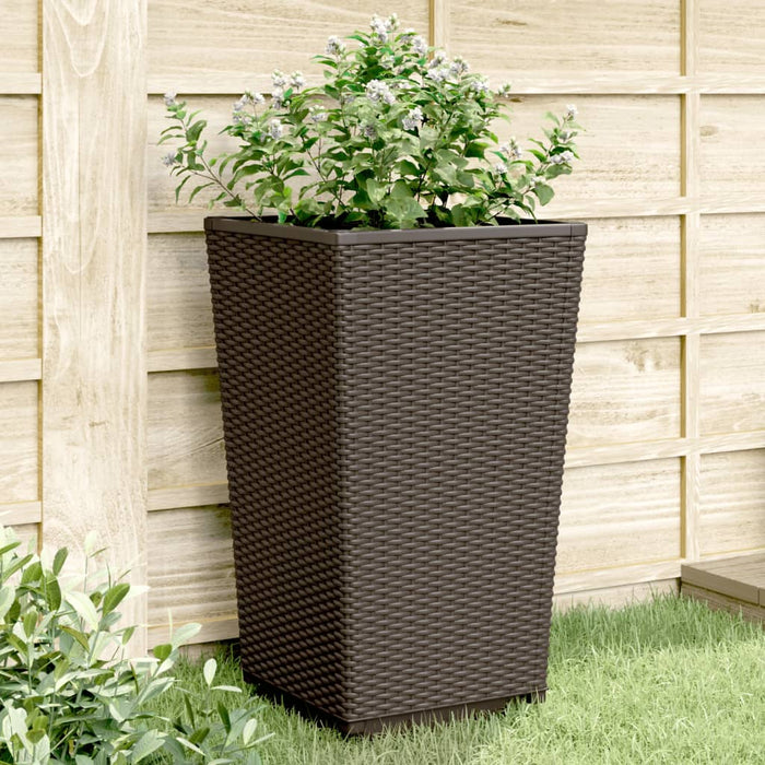 vidaXL Garden Planters 2 pcs Brown 32.5x32.5x57 cm PP