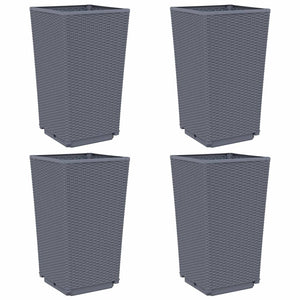 vidaXL Garden Planters 4 pcs Blue Grey 32.5x32.5x57 cm PP