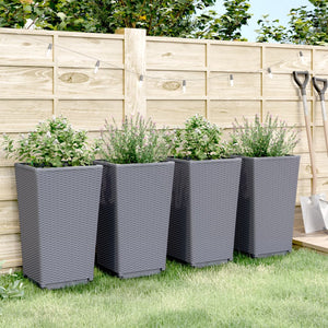 vidaXL Garden Planters 4 pcs Blue Grey 32.5x32.5x57 cm PP