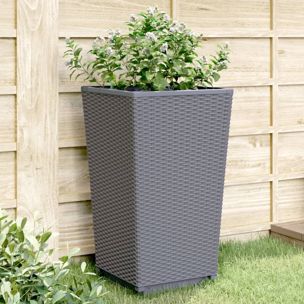 vidaXL Garden Planters 4 pcs Blue Grey 32.5x32.5x57 cm PP