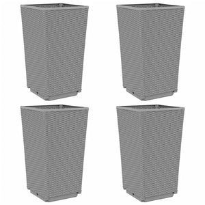 vidaXL Garden Planters 4 pcs Light Grey 32.5x32.5x57 cm PP