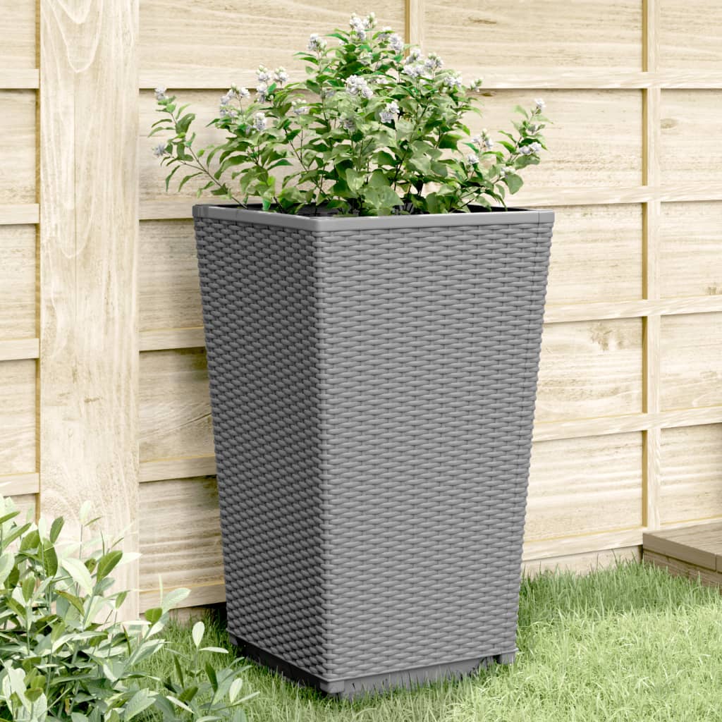 vidaXL Garden Planters 4 pcs Light Grey 32.5x32.5x57 cm PP