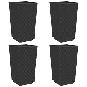 vidaXL Garden Planters 4 pcs Black 32.5x32.5x57 cm PP