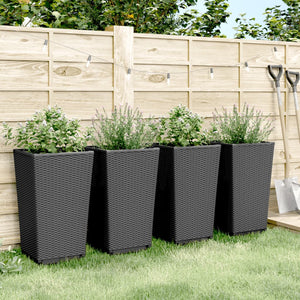 vidaXL Garden Planters 4 pcs Black 32.5x32.5x57 cm PP