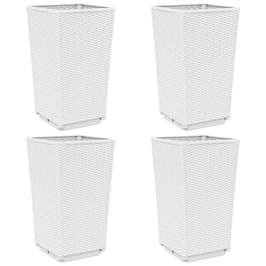 vidaXL Garden Planters 4 pcs White 32.5x32.5x57 cm PP