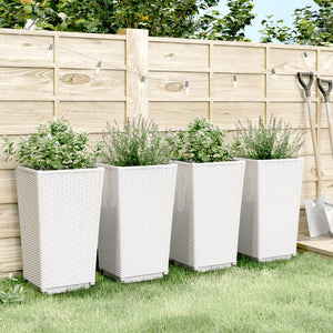 vidaXL Garden Planters 4 pcs White 32.5x32.5x57 cm PP