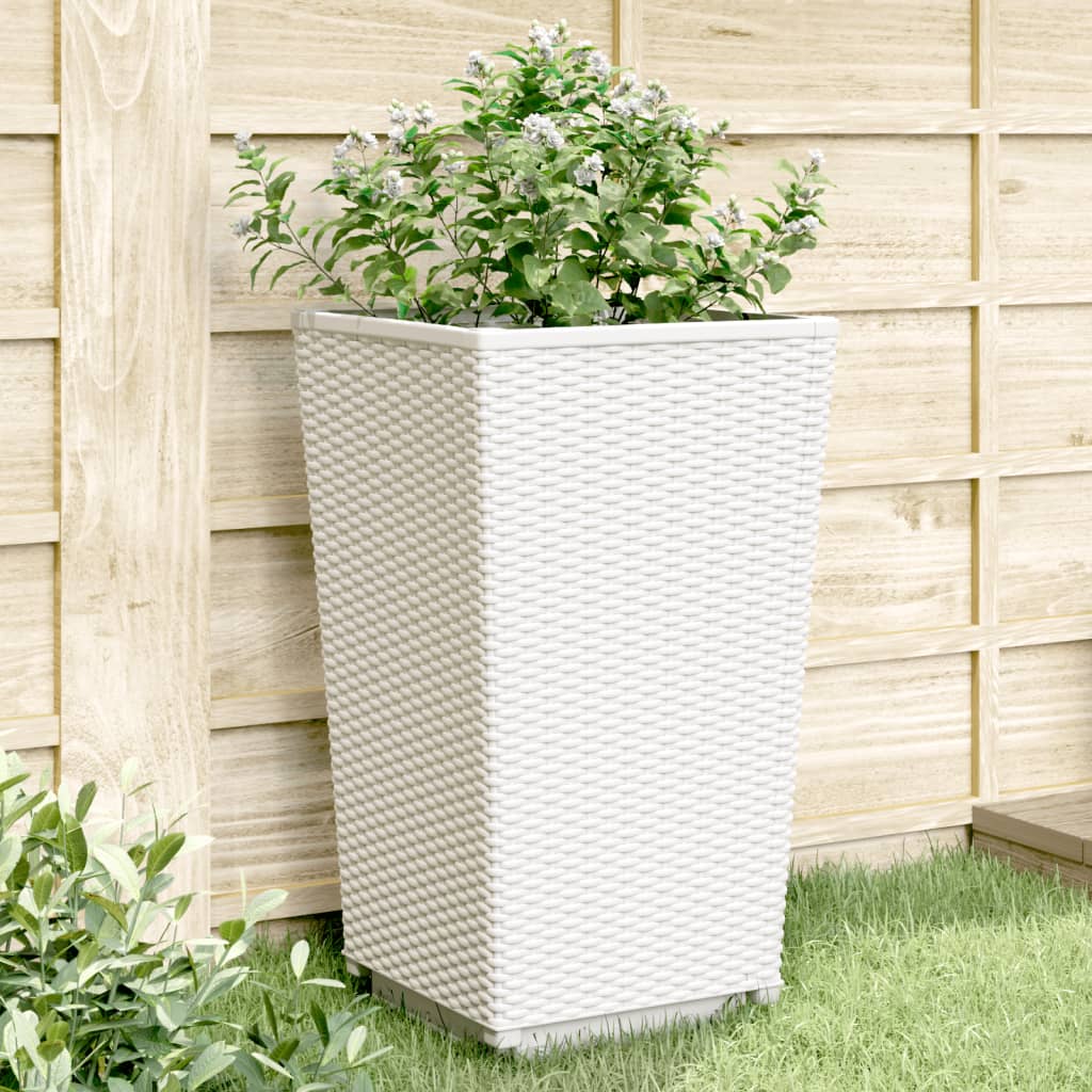 vidaXL Garden Planters 4 pcs White 32.5x32.5x57 cm PP