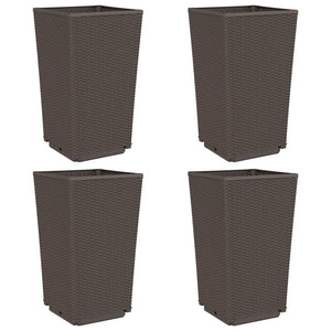 vidaXL Garden Planters 4 pcs Brown 32.5x32.5x57 cm PP