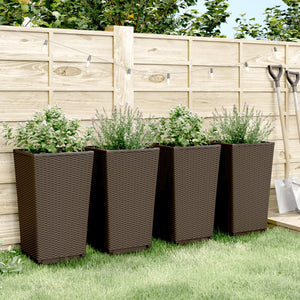 vidaXL Garden Planters 4 pcs Brown 32.5x32.5x57 cm PP