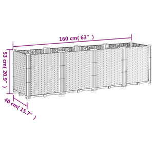 vidaXL Garden Planter Grey 160x40x53 cm PP