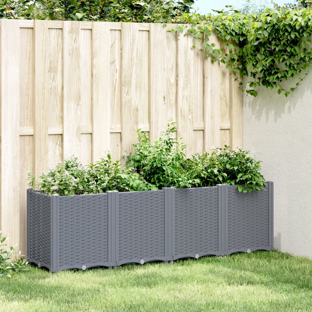 vidaXL Garden Planter Grey 160x40x53 cm PP