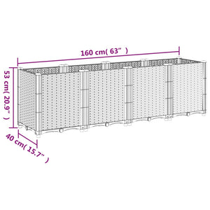 vidaXL Garden Planter Light Grey 160x40x53 cm PP