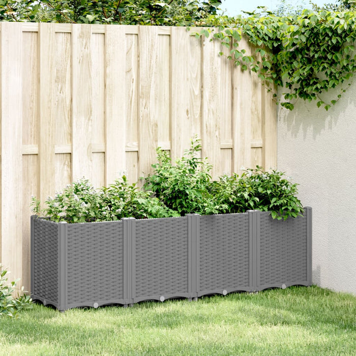 vidaXL Garden Planter Light Grey 160x40x53 cm PP