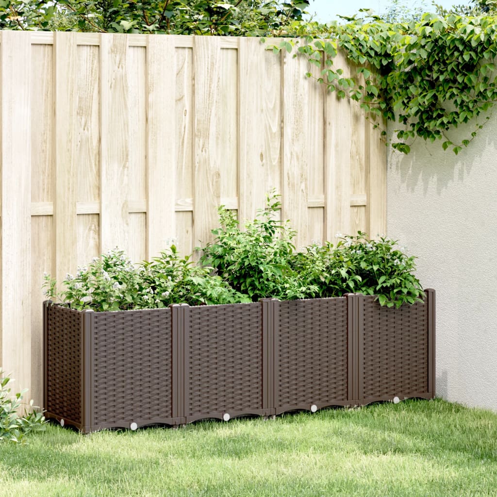 vidaXL Garden Planter Brown 160x40x53 cm PP