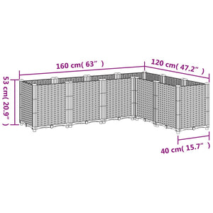 vidaXL Garden Planter Grey 160x120x53 cm PP