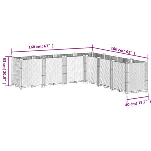 vidaXL Garden Planter Grey 160x160x53 cm PP