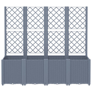 vidaXL Garden Planter with Trellis Blue Grey 160x40x140 cm PP