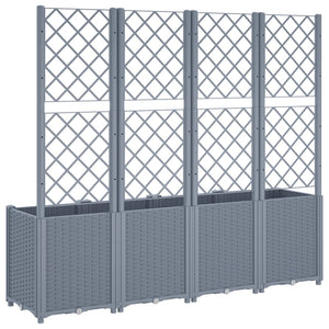 vidaXL Garden Planter with Trellis Blue Grey 160x40x140 cm PP