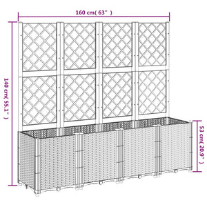 vidaXL Garden Planter with Trellis Blue Grey 160x40x140 cm PP