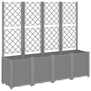 vidaXL Garden Planter with Trellis Light Grey 160x40x140 cm PP