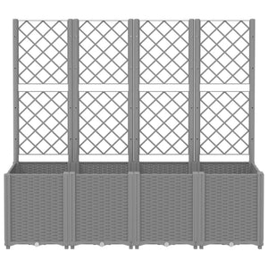 vidaXL Garden Planter with Trellis Light Grey 160x40x140 cm PP