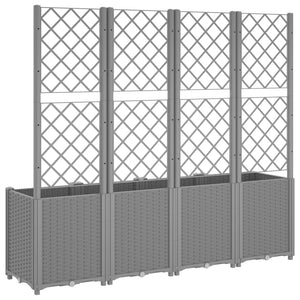 vidaXL Garden Planter with Trellis Light Grey 160x40x140 cm PP