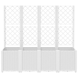 vidaXL Garden Planter with Trellis White 160x40x140 cm PP