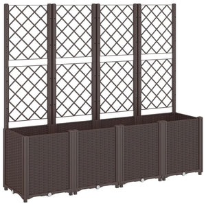 vidaXL Garden Planter with Trellis Brown 160x40x140 cm PP