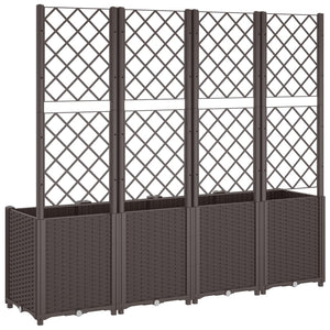 vidaXL Garden Planter with Trellis Brown 160x40x140 cm PP