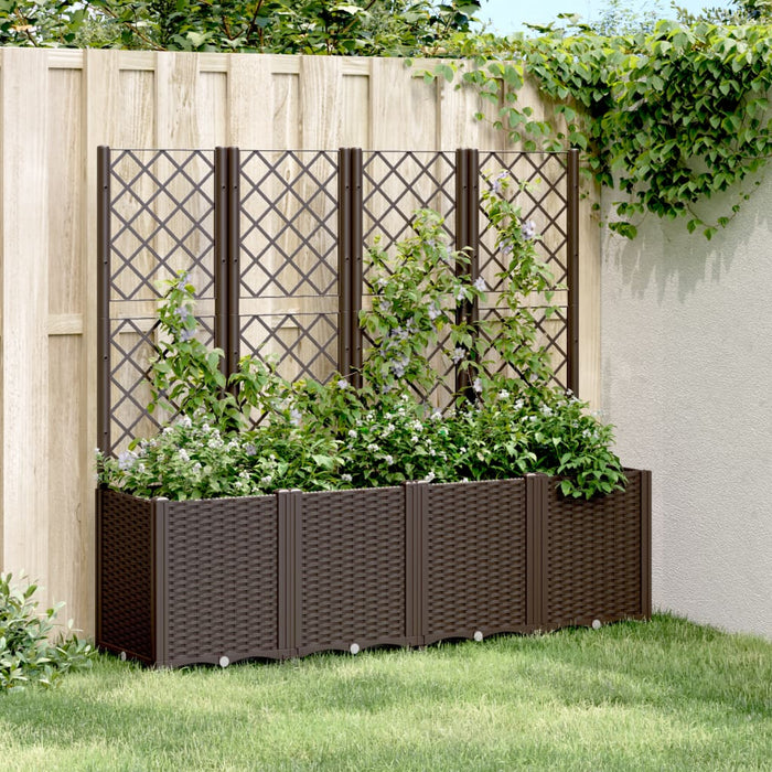 vidaXL Garden Planter with Trellis Brown 160x40x140 cm PP