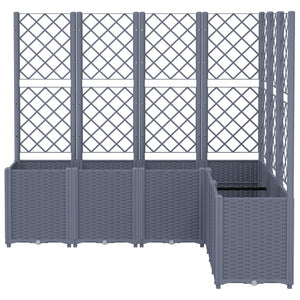 vidaXL Garden Planter with Trellis Grey 160x120x140 cm PP