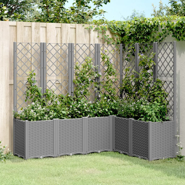 vidaXL Garden Planter with Trellis Light Grey 160x120x140 cm PP