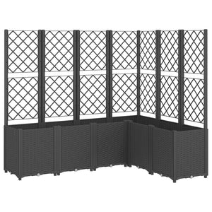 vidaXL Garden Planter with Trellis Black 160x120x140 cm PP