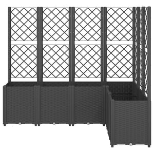 vidaXL Garden Planter with Trellis Black 160x120x140 cm PP