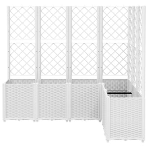 vidaXL Garden Planter with Trellis White 160x120x140 cm PP